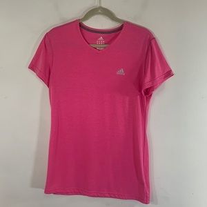 Adidas Climalite Athletic Short Sleeve Women’s Size L Barbie Pink Activewear Tee
